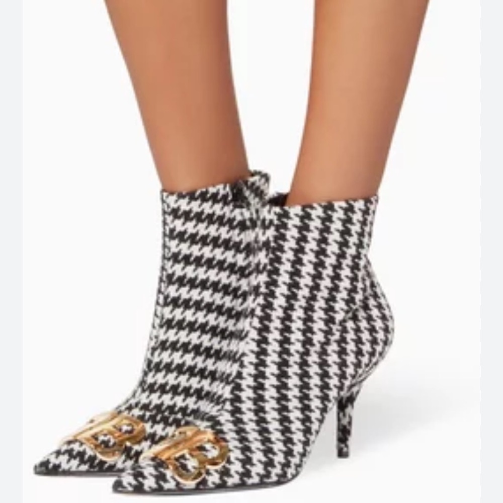 Balenciaga houndstooth ankle booties